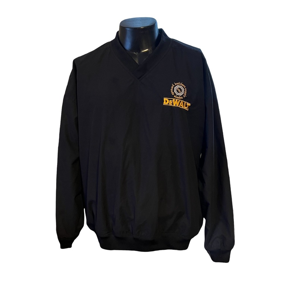 Rivers End Windbreaker Black Pullover Jacket - DeWalt Logo‎ - Size Large